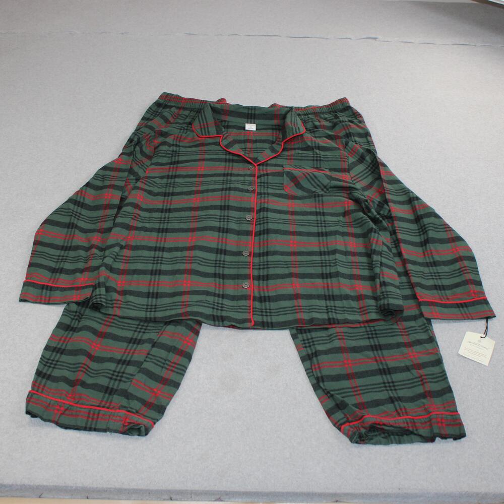 Hearth & Hand Magnolia Pajama Set Women XXL Top XL Pants Plaid Flannel Christmas